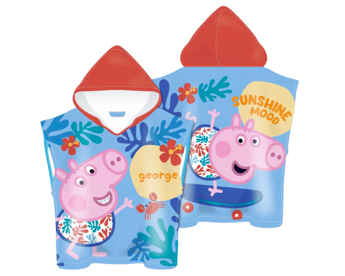 Poncho rätik Peppa Pig Skateboard, 50x115 cm