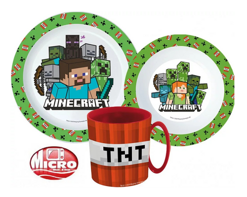 Sööginõude komplekt Minecraft, mikroplastist, koos 350 ml kruusiga